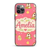 Cute Baby Chick Hen Coop Farm Coral Background Custom Name Protective Phone Case Mobile Cover Durable Everyday Smartphone Shock Resistant