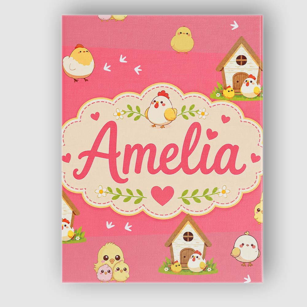 Personalised Name Cute Baby Chick Hen Coop Custom  Unique Gift Idea Elegant Feature Canvas Wall Art Print Decor Picture Ready to Hang