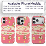 Cute Baby Chick Hen Coop Farm Coral Background Custom Name Protective Phone Case Mobile Cover Durable Everyday Smartphone Shock Resistant
