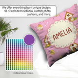 Custom Name Baby Chick Hen Coop Farm Soft Pink Seamless Pattern Square Filled Cushion Throw Pillow Sofa Bed Home Decor Zip Washable UK Made