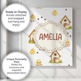Personalised Name Cute Baby Chick Hen Coop Custom  Unique Gift Idea Elegant Feature Canvas Wall Art Print Decor Picture Ready to Hang