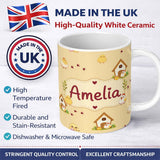 Personalized Custom Name Cute Chicken Family Farmhouse Seamless Pattern Name Unique Gift 11oz Ceramic Coffee Tea Mug White Large Handle