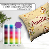 Custom Name Cute Chicken Family Farmhouse Seamless Pattern Name Square Filled Cushion Throw Pillow Sofa Bed Home Decor Zip Washable UK Made