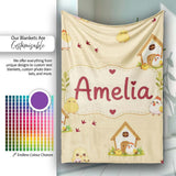Cute Chicken Family Farmhouse Seamless Pattern Name Unique Gift  Personalised Custom Name Super Soft Fleece Blanket Bed Sofa Throw