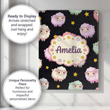 Personalised Name Cute Pastel Sheep Stars Custom  Unique Gift Idea Elegant Feature Canvas Wall Art Print Decor Picture Ready to Hang