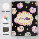 Personalised Name Cute Pastel Sheep Stars Custom  Unique Gift Idea Elegant Feature Canvas Wall Art Print Decor Picture Ready to Hang