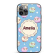 Cute Pastel Sheep Stars Blue Sky Seamless Pattern Custom Name Protective Phone Case Mobile Cover Durable Everyday Smartphone Shock Resistant
