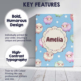Personalised Name Cute Pastel Sheep Stars Custom  Unique Gift Idea Elegant Feature Canvas Wall Art Print Decor Picture Ready to Hang