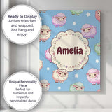 Personalised Name Cute Pastel Sheep Stars Custom  Unique Gift Idea Elegant Feature Canvas Wall Art Print Decor Picture Ready to Hang