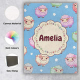 Personalised Name Cute Pastel Sheep Stars Custom  Unique Gift Idea Elegant Feature Canvas Wall Art Print Decor Picture Ready to Hang