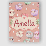 Personalised Name Cute Pastel Sheep Stars Custom  Unique Gift Idea Elegant Feature Canvas Wall Art Print Decor Picture Ready to Hang