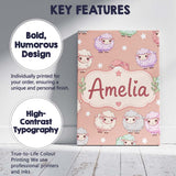 Personalised Name Cute Pastel Sheep Stars Custom  Unique Gift Idea Elegant Feature Canvas Wall Art Print Decor Picture Ready to Hang