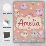 Personalised Name Cute Pastel Sheep Stars Custom  Unique Gift Idea Elegant Feature Canvas Wall Art Print Decor Picture Ready to Hang