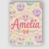Personalised Name Cute Pastel Sheep Stars Custom  Unique Gift Idea Elegant Feature Canvas Wall Art Print Decor Picture Ready to Hang