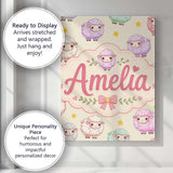 Personalised Name Cute Pastel Sheep Stars Custom  Unique Gift Idea Elegant Feature Canvas Wall Art Print Decor Picture Ready to Hang