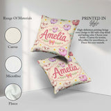 Custom Name Cute Pastel Sheep Stars Cream Seamless Pattern Name Square Filled Cushion Throw Pillow Sofa Bed Home Decor Zip Washable UK Made