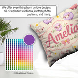 Custom Name Cute Pastel Sheep Stars Cream Seamless Pattern Name Square Filled Cushion Throw Pillow Sofa Bed Home Decor Zip Washable UK Made