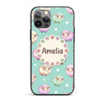 Cute Pastel Sheep Stars Mint Background Seamless Custom Name Protective Phone Case Mobile Cover Durable Everyday Smartphone Shock Resistant