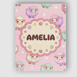 Personalised Name Cute Pastel Sheep Stars Custom  Unique Gift Idea Elegant Feature Canvas Wall Art Print Decor Picture Ready to Hang