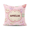 Custom Name Cute Pastel Sheep Stars Pink Background Pattern Name Square Filled Cushion Throw Pillow Sofa Bed Home Decor Zip Washable UK Made