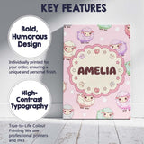 Personalised Name Cute Pastel Sheep Stars Custom  Unique Gift Idea Elegant Feature Canvas Wall Art Print Decor Picture Ready to Hang