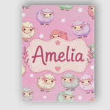 Personalised Name Cute Pastel Sheep Stars Custom  Unique Gift Idea Elegant Feature Canvas Wall Art Print Decor Picture Ready to Hang