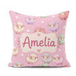 Custom Name Cute Pastel Sheep Stars Pink Background Pattern Name Square Filled Cushion Throw Pillow Sofa Bed Home Decor Zip Washable UK Made