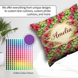 Custom Name Vibrant Pink Green Tropical Leaves Seamless Pattern Square Filled Cushion Throw Pillow Sofa Bed Home Decor Zip Washable UK Made
