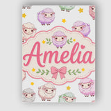 Personalised Name Cute Pastel Sheep Stars Custom  Unique Gift Idea Elegant Feature Canvas Wall Art Print Decor Picture Ready to Hang