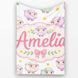 Cute Pastel Sheep Stars Grey Background Seamless Pattern Name  Personalised Custom Name Super Soft Fleece Blanket Bed Sofa Throw