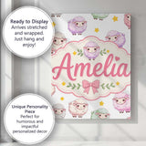 Personalised Name Cute Pastel Sheep Stars Custom  Unique Gift Idea Elegant Feature Canvas Wall Art Print Decor Picture Ready to Hang