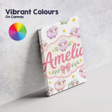 Personalised Name Cute Pastel Sheep Stars Custom  Unique Gift Idea Elegant Feature Canvas Wall Art Print Decor Picture Ready to Hang