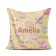 Custom Name Cute Pastel Sheep Stars Yellow Seamless Pattern Name Square Filled Cushion Throw Pillow Sofa Bed Home Decor Zip Washable UK Made
