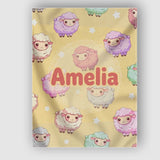 Personalised Name Cute Pastel Sheep Stars Custom  Unique Gift Idea Elegant Feature Canvas Wall Art Print Decor Picture Ready to Hang