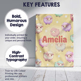 Personalised Name Cute Pastel Sheep Stars Custom  Unique Gift Idea Elegant Feature Canvas Wall Art Print Decor Picture Ready to Hang