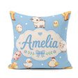 Custom Name Farm Animals Cow Goat Pig Chicken Blue Seamless Name Square Filled Cushion Throw Pillow Sofa Bed Home Decor Zip Washable UK Made