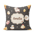 Custom Name Farm Animals Cow Goat Pig Chicken Dark Seamless Name Square Filled Cushion Throw Pillow Sofa Bed Home Decor Zip Washable UK Made