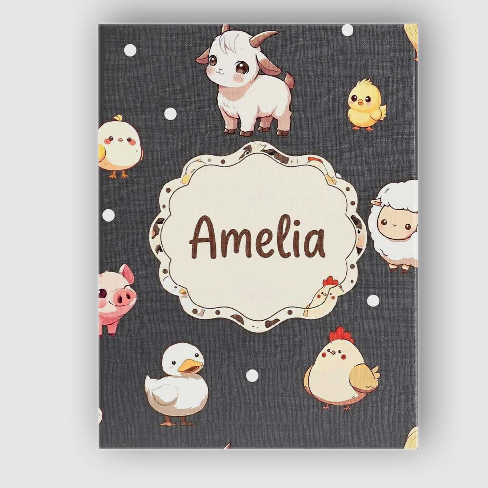 Personalised Name Cute Farm Animals Cow Custom  Modern Room Accent Elegant Feature Canvas Wall Art Print Decor Picture Ready to Hang