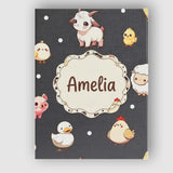 Personalised Name Cute Farm Animals Cow Custom  Modern Room Accent Elegant Feature Canvas Wall Art Print Decor Picture Ready to Hang