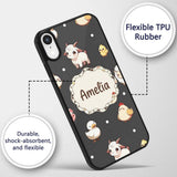 Cute Farm Animals Cow Goat Pig Printed Design Custom Name Protective Phone Case Mobile Cover Durable Everyday Smartphone Shock Resistant