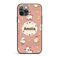 Cute Farm Animals Cow Goat Pig Chicken Peach Custom Name Protective Phone Case Mobile Cover Durable Everyday Smartphone Shock Resistant