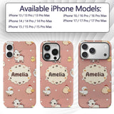 Cute Farm Animals Cow Goat Pig Chicken Peach Custom Name Protective Phone Case Mobile Cover Durable Everyday Smartphone Shock Resistant