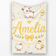 Cute Farm Animals Cow Goat Pig Chicken Cream Seamless Pattern Name  Personalised Custom Name Super Soft Fleece Blanket Bed Sofa Throw