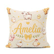 Custom Name Farm Animals Cow Goat Pig Chicken Cream Pattern Name Square Filled Cushion Throw Pillow Sofa Bed Home Decor Zip Washable UK Made