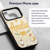 Cute Farm Animals Cow Goat Pig Chicken Cream Custom Name Protective Phone Case Mobile Cover Durable Everyday Smartphone Shock Resistant