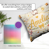 Custom Name Farm Animals Cow Goat Pig Chicken Cream Pattern Name Square Filled Cushion Throw Pillow Sofa Bed Home Decor Zip Washable UK Made