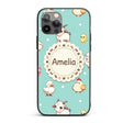 Cute Farm Animals Cow Goat Pig Printed Design Custom Name Protective Phone Case Mobile Cover Durable Everyday Smartphone Shock Resistant