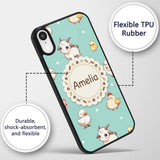 Cute Farm Animals Cow Goat Pig Printed Design Custom Name Protective Phone Case Mobile Cover Durable Everyday Smartphone Shock Resistant