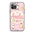 Cute Farm Animals Cow Goat Pig Chicken Soft Pink Custom Name Protective Phone Case Mobile Cover Durable Everyday Smartphone Shock Resistant
