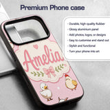Cute Farm Animals Cow Goat Pig Chicken Soft Pink Custom Name Protective Phone Case Mobile Cover Durable Everyday Smartphone Shock Resistant